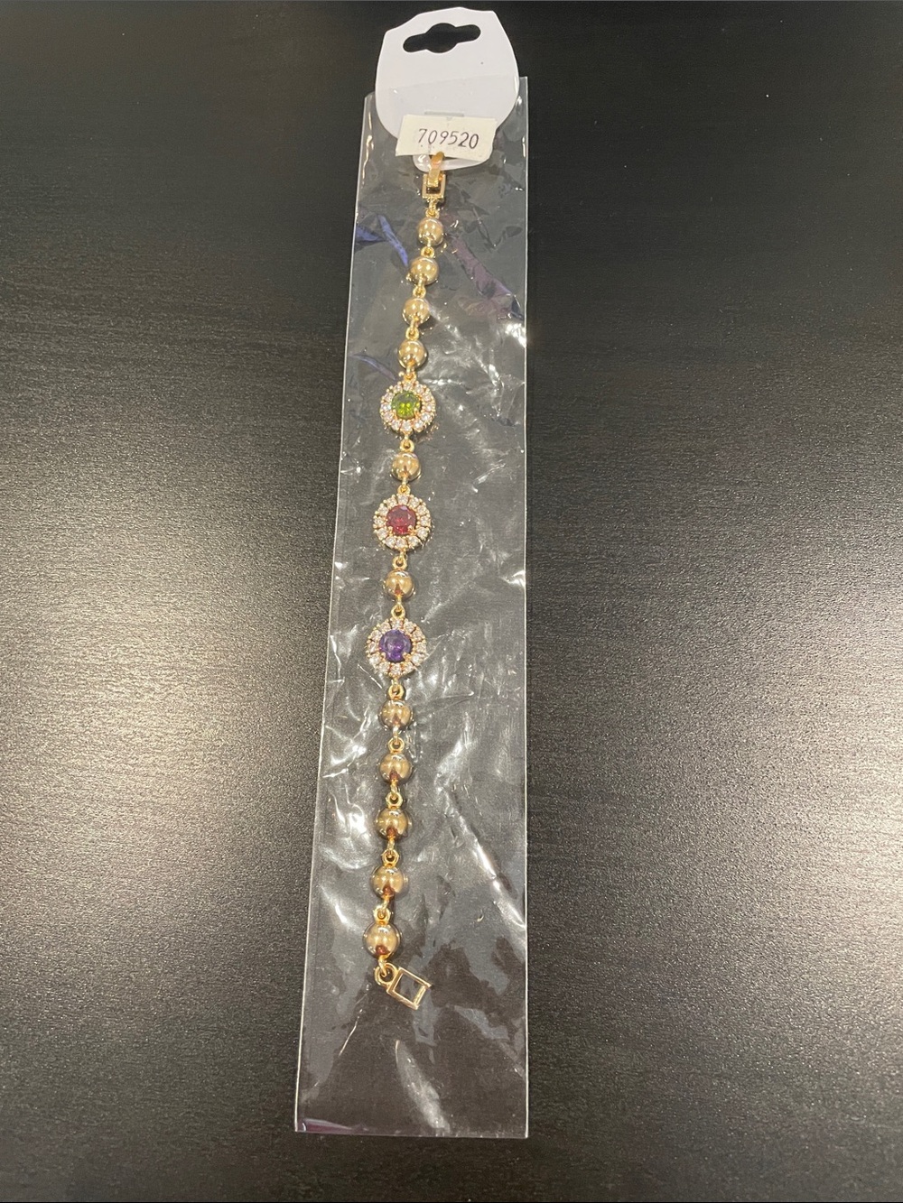 Gold Tone Multicolor Stone Bracelet - Women Jewelry oro laminado